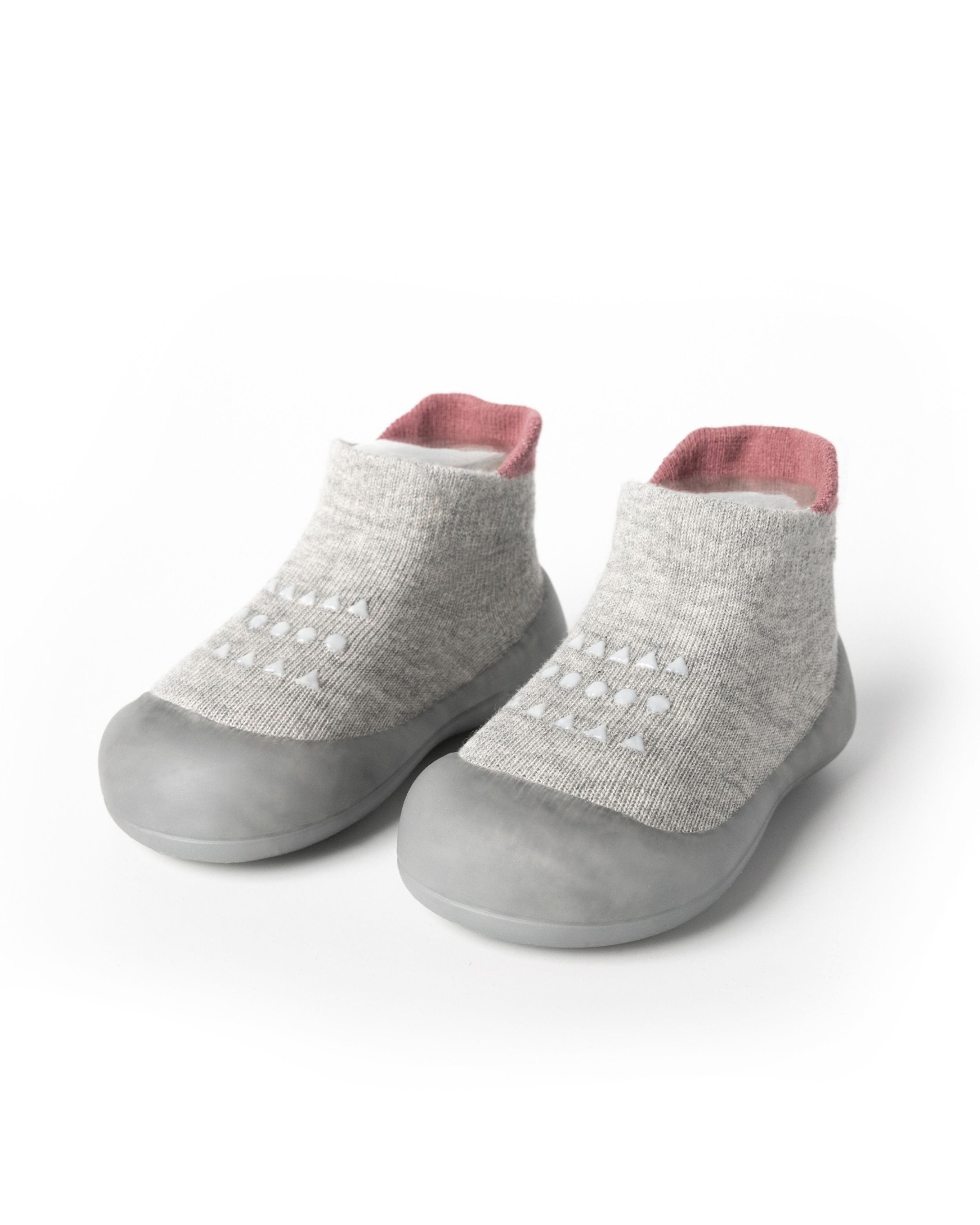 Grå prewalker sko til baby med rød kant og skridsikker sål